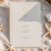 Elegant Gold Seashell Wedding invitation 箔招待状