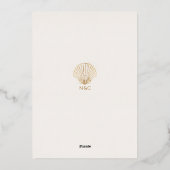 Elegant Gold Seashell  Wedding Save the Date 箔シーズンカード (裏面)