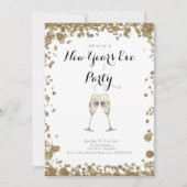 Elegant Gold Sequins New Years Eve 招待状 (正面)