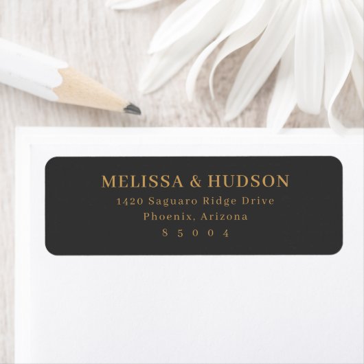 Elegant Gold Serif Return Address Labels ラベル (インサイチュ)