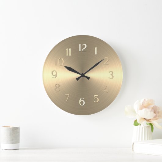 Elegant Gold Sheen ラージ壁時計 (ホーム)