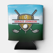Elegant Gold Shield Golf Monogram Design Can Coole 缶クーラー (裏面)