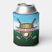 Elegant Gold Shield Golf Monogram Design Can Coole 缶クーラー (缶裏面)
