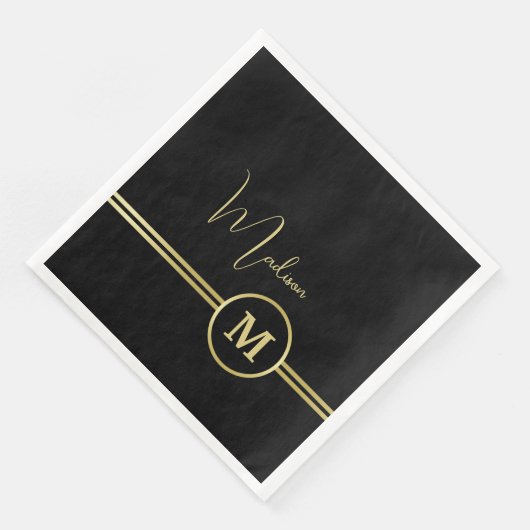 Elegant Gold Signature Monogram on Black (コーナー)