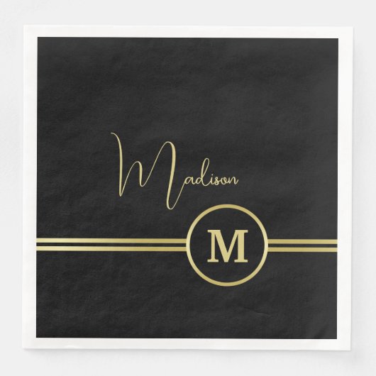 Elegant Gold Signature Monogram on Black (正面)