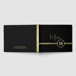 Elegant Gold Signature Monogram on Black ゲストブック