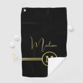 Elegant Gold Signature Monogram on Black ゴルフタオル (インサイチュ)