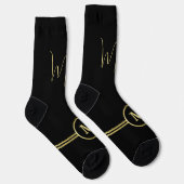 Elegant Gold Signature Monogram on Black ソックス (右)