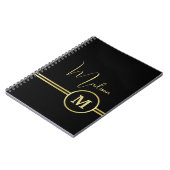 Elegant Gold Signature Monogram on Black ノートブック (左側)