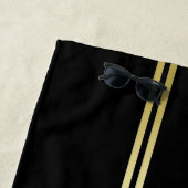 Elegant Gold Signature Monogram on Black ビーチタオル (インサイチュ)