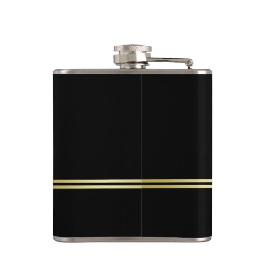 Elegant Gold Signature Monogram on Black フラスク (裏面)