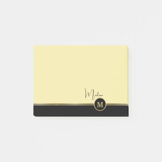 Elegant Gold Signature Monogram on Black ポストイット (正面)