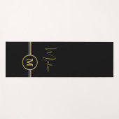 Elegant Gold Signature Monogram on Black ヨガマット (正面(横))