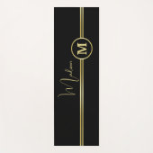 Elegant Gold Signature Monogram on Black ヨガマット (正面)