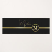 Elegant Gold Signature Monogram on Black ヨガマット (正面(横))