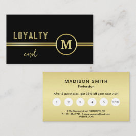 Elegant Gold Signature Monogram on Black ロイヤリティカード