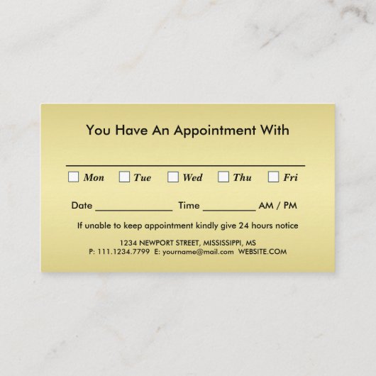 Elegant Gold Signature Monogram on Black 予約カード (裏面)