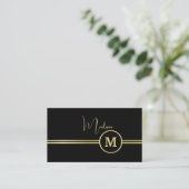 Elegant Gold Signature Monogram on Black 名刺 (スタンド正面)