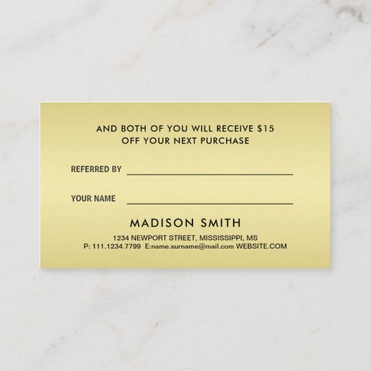 Elegant Gold Signature Monogram on Black 紹介カード (裏面)