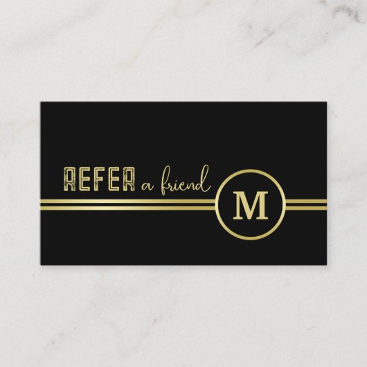 Elegant Gold Signature Monogram on Black 紹介カード (正面)