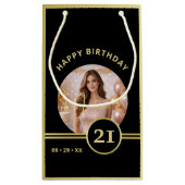 Elegant Gold Signature Monogram with Photo スモールペーパーバッグ (裏面)