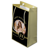 Elegant Gold Signature Monogram with Photo スモールペーパーバッグ (裏面アングル)