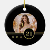 Elegant Gold Signature Monogram with Photo セラミックオーナメント (裏面)