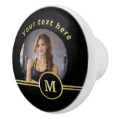 Elegant Gold Signature Monogram with Photo セラミックノブ (右)