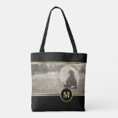 Elegant Gold Signature Monogram with Photo トートバッグ (裏面)