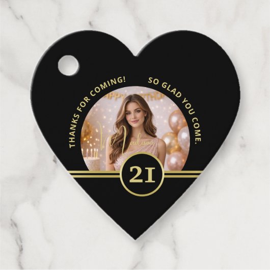 Elegant Gold Signature Monogram with Photo フェイバータグ (正面)