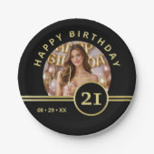 Elegant Gold Signature Monogram with Photo ペーパープレート (正面)