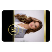 Elegant Gold Signature Monogram with Photo マグネット (横)