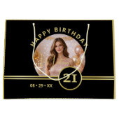 Elegant Gold Signature Monogram with Photo ラージペーパーバッグ (正面)