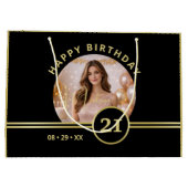 Elegant Gold Signature Monogram with Photo ラージペーパーバッグ (裏面)