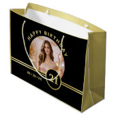 Elegant Gold Signature Monogram with Photo ラージペーパーバッグ (裏面アングル)