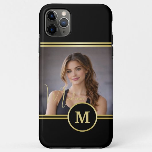 Elegant Gold Signature Monogram with Photo Case-Mate iPhoneケース (裏面)