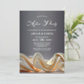 Elegant Gold Silk Wedding After Party 招待状 (スタンド正面)