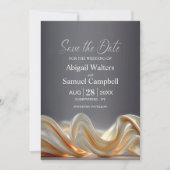 Elegant Gold Silk Wedding Save the Date 招待状 (正面)