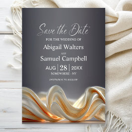 Elegant Gold Silk Wedding Save the Date 招待状