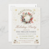 Elegant  Gold&Silver Holiday Party  シーズンポストカード (正面/裏面)