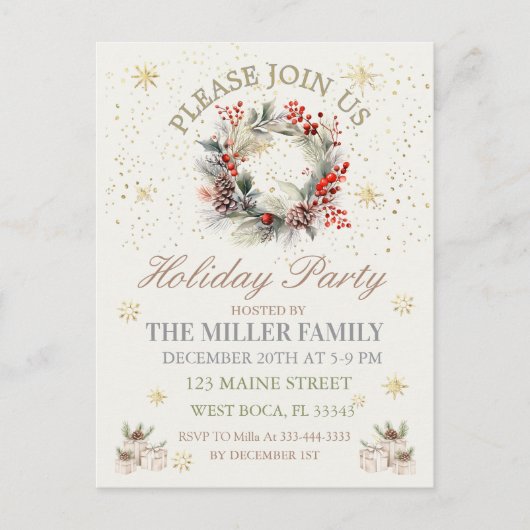 Elegant  Gold&Silver Holiday Party  シーズンポストカード (正面)