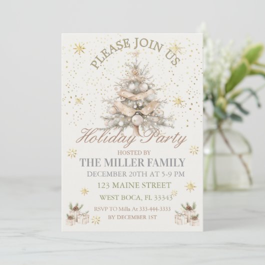 Elegant  Gold&Silver Holiday Party  招待状 (スタンド正面)