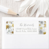 Elegant Gold & Silver Snowflake Address Label ラベル (インサイチュ)