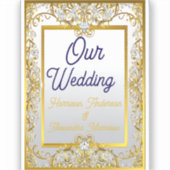 Elegant Gold & Silver Wedding Invitation シール (正面)