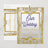Elegant Gold & Silver Wedding Invitation ポストカード (正面/裏面)