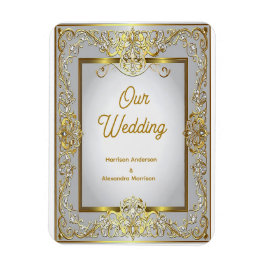 Elegant Gold & Silver Wedding Invitation – Ornate  マグネット