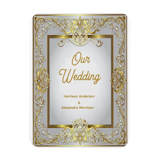 Elegant Gold & Silver Wedding Invitation – Ornate  マグネット (縦)