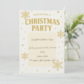Elegant Gold Snowflake Christmas Party Invitation 招待状 (スタンド正面)