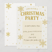 Elegant Gold Snowflake Christmas Party Invitation 招待状 (正面/裏面)