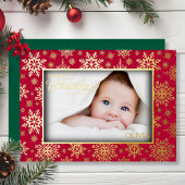Elegant Gold Snowflake Photo Frame 箔シーズンカード